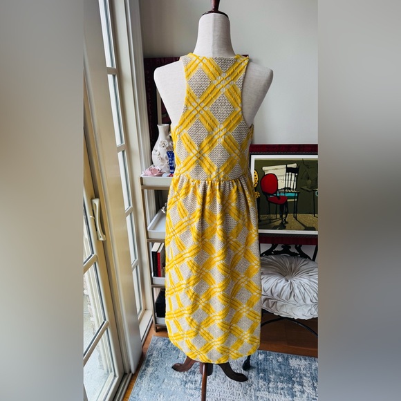 Ya Los Angeles Yellow and Cream Plaid Midi Dress - Picture 4 of 7